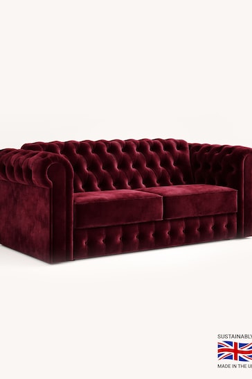 Jay-Be Luxe Velvet Shiraz Red Chesterfield 3 Seater Sofa Bed