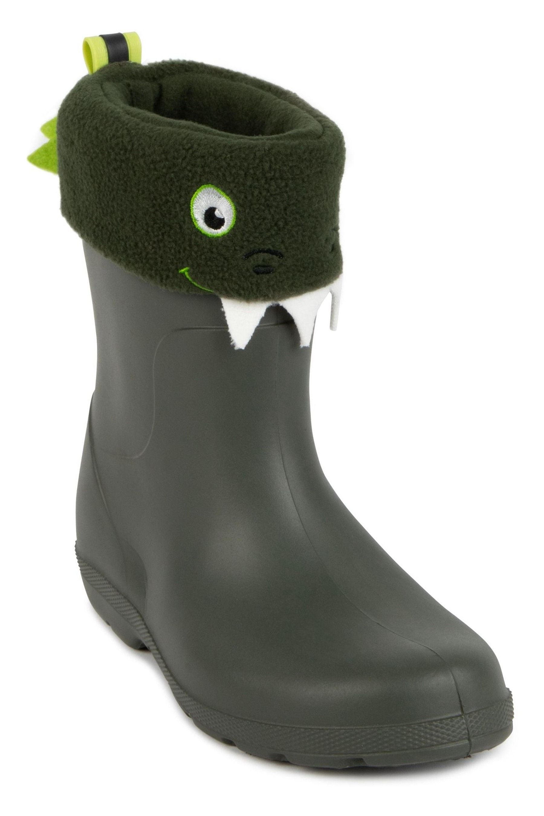 Totes Green Childrens Dinosaur Welly Liner Socks