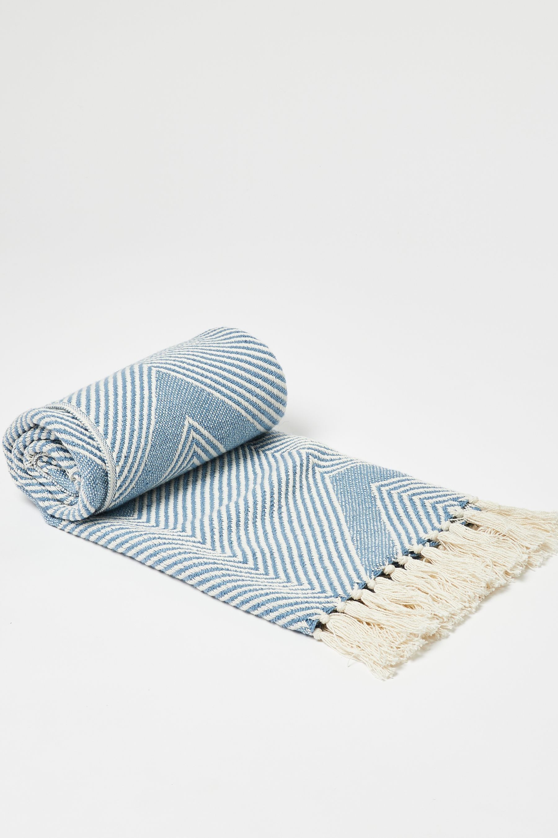 Buy Oliver Bonas Blue Alma Woven Chevron Throw from the Next UK online shop