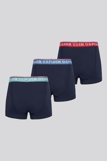 U.S. Polo Assn. Mens Blue Big And Tall Mixed Boxer Shorts 3 Pack