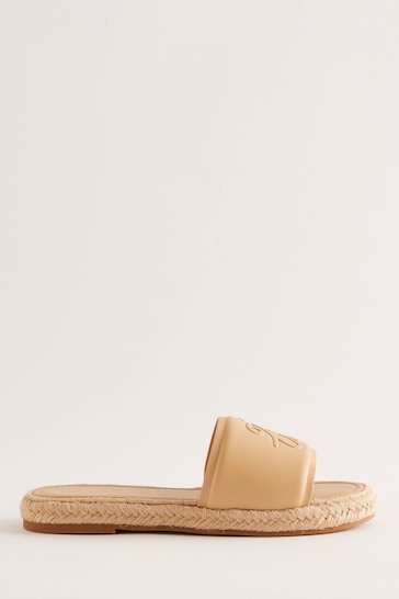 Ted Baker Cream Portiya Flat Espadrilles Sandals With Signature Logo