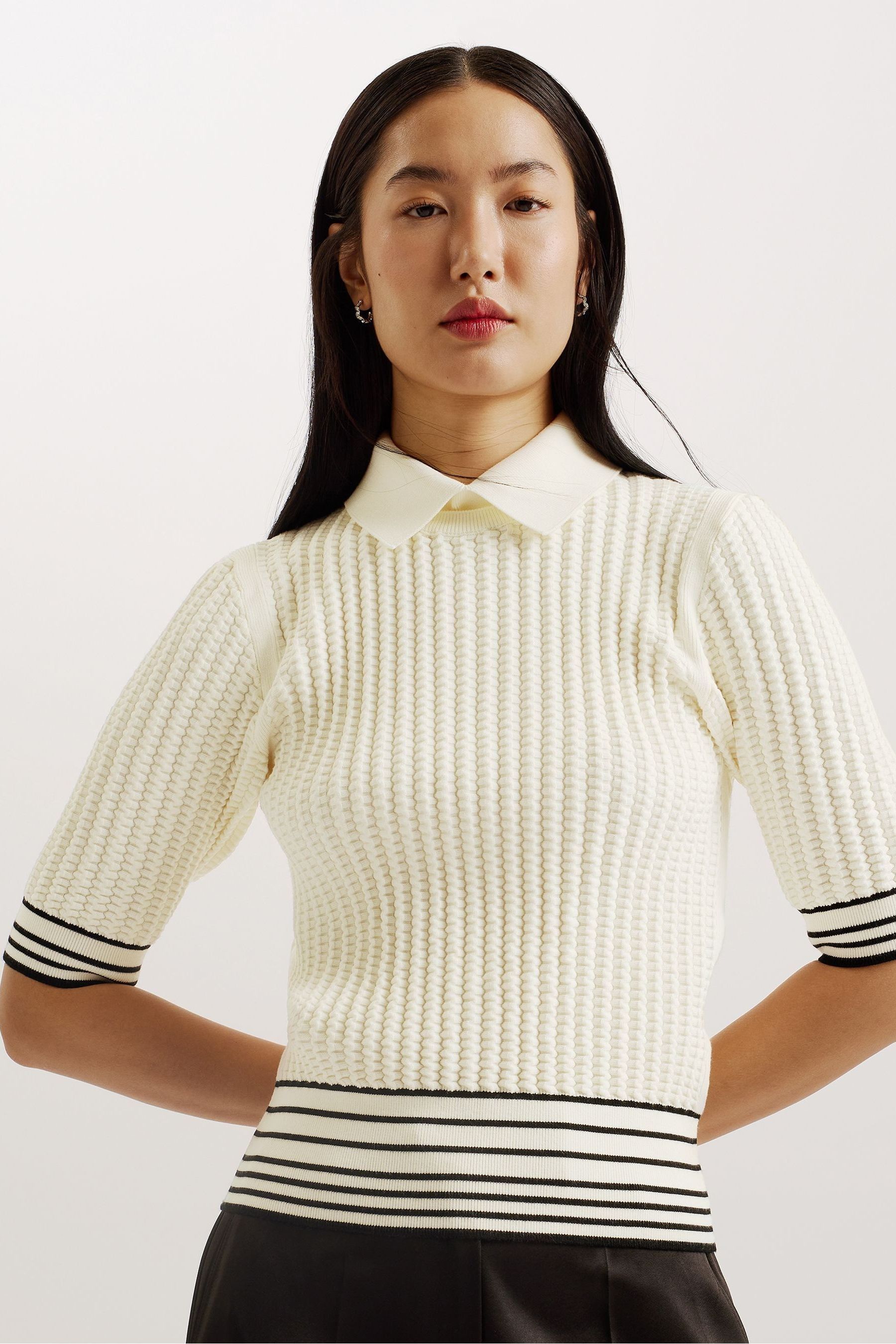 Buy Ted Baker Cream Morliee Puff Sleeve Fitted Sweater from the
