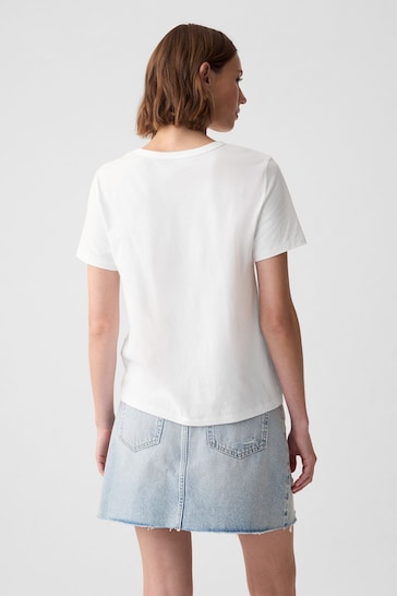 Gap White Organic Cotton Vintage Crew Neck T-Shirt