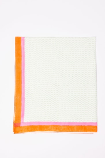 Oliver Bonas Pink Lumu Block Printed Wavy Table Cloth