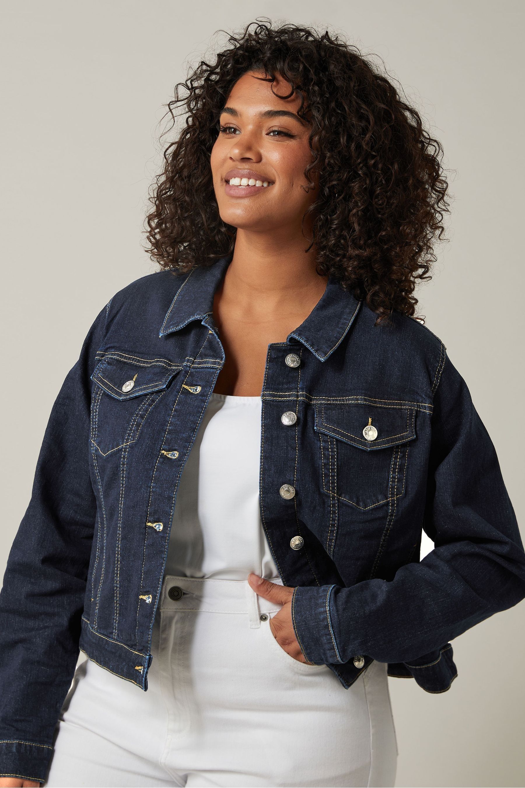 Black denim jacket stretch discount