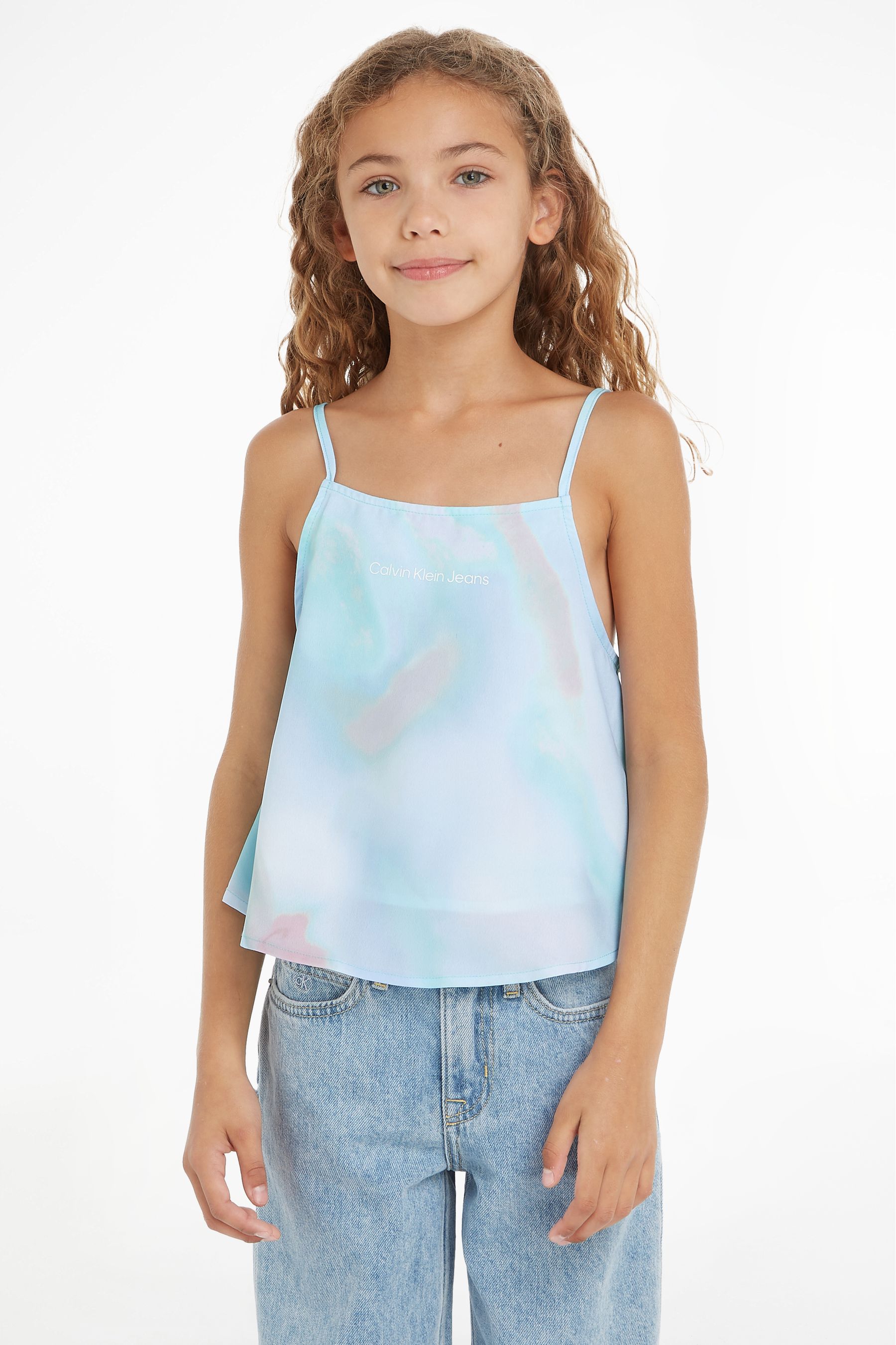 Buy Calvin Klein Blue Tie Dye Woven Strap Top from the Next UK online shop