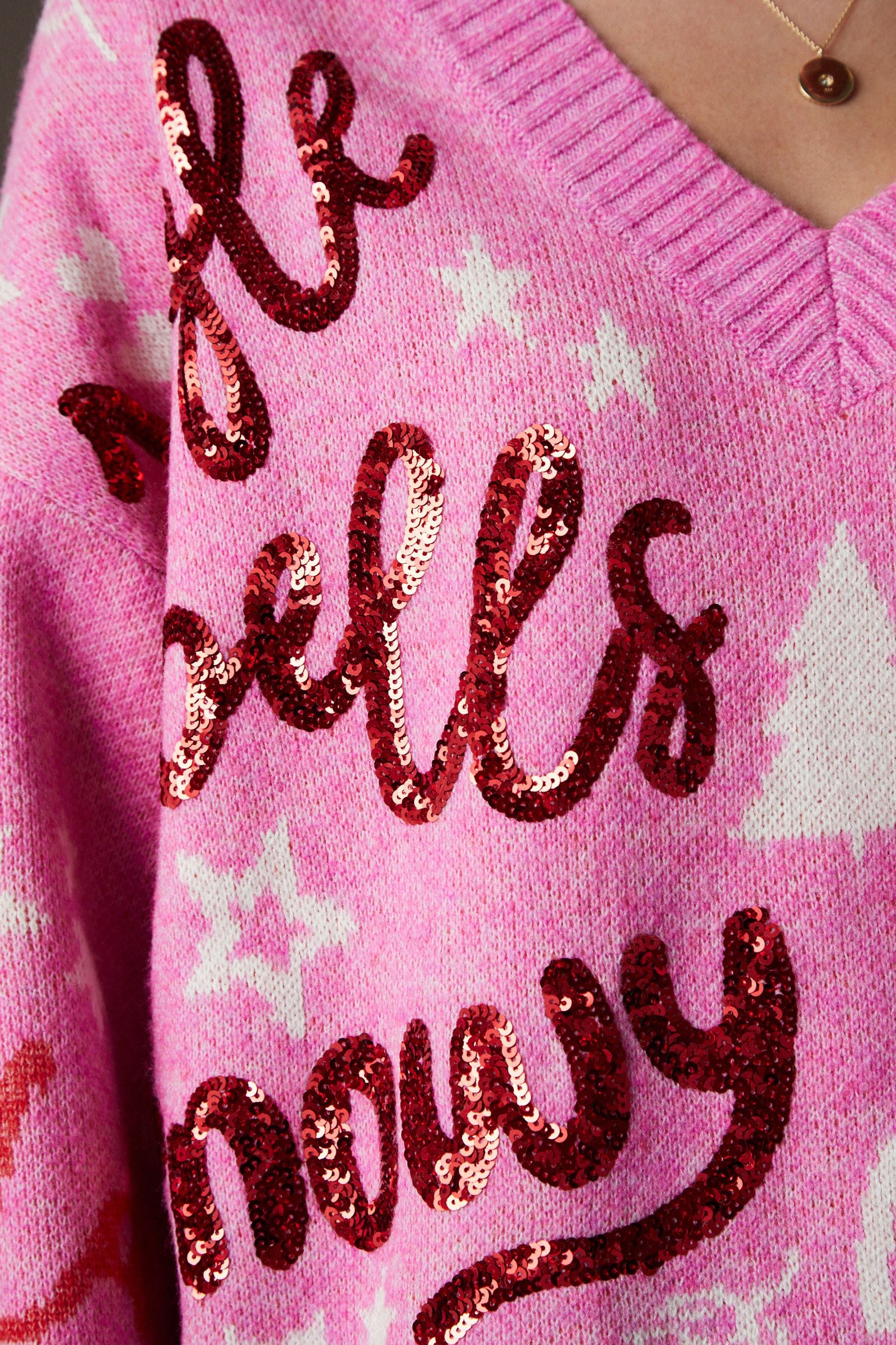 Pink Bright Knitted Christmas Jumper
