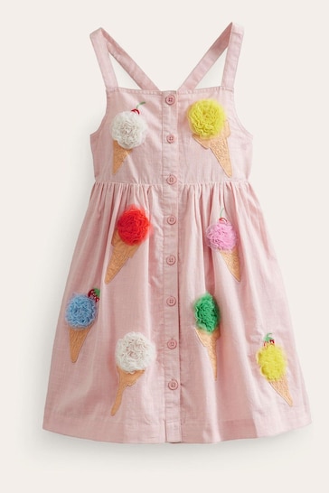 Boden Pink Button Through Ice Cream Dress