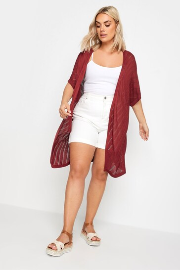 Yours Curve Red Cocoon Cardigan With Chevron Stripe