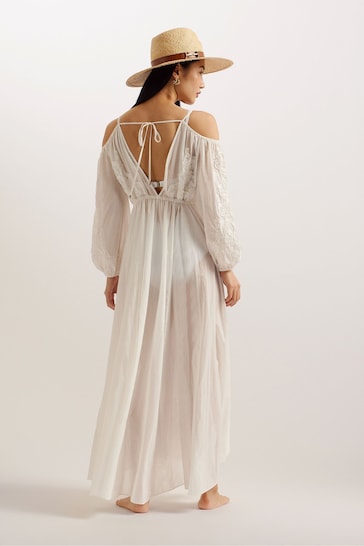 Ted Baker Cream Daeseey Embroidered Maxi Cover-Up