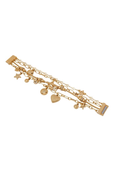 Bibi Bijoux Gold Tone Stellar Harmony Layered Cuff Bracelet