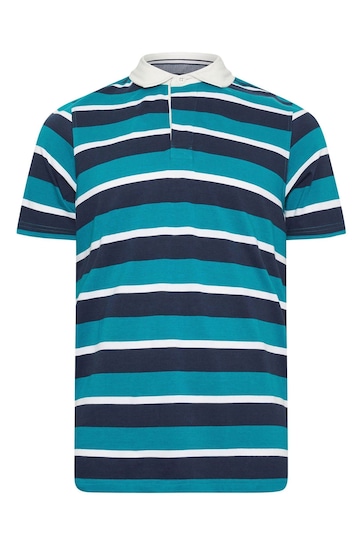 BadRhino Big & Tall Blue Stripe Rugby Polo Shirt