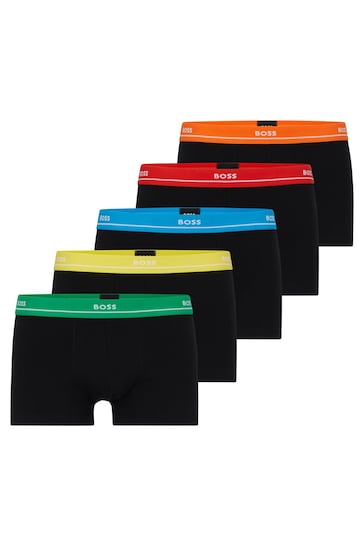 BOSS Black Five-Pack Of Stretch-Cotton Trunks With Logo Waistbands
