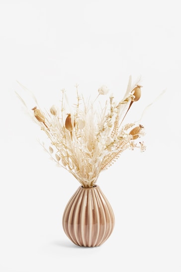Natural Artificial Dried Floral In Blush Vase