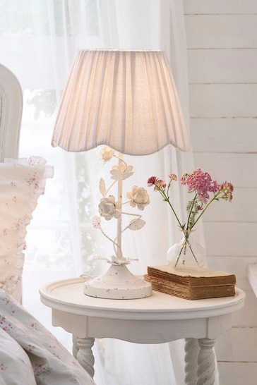 Shabby Chic by Rachel Ashwell® White Distressed Floral Table Lamp