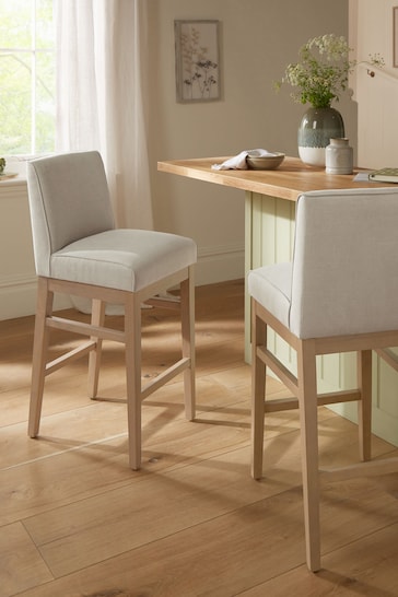 Tailored Linen Look Oyster Natural Norbury Collection Luxe Kitchen Bar Stool