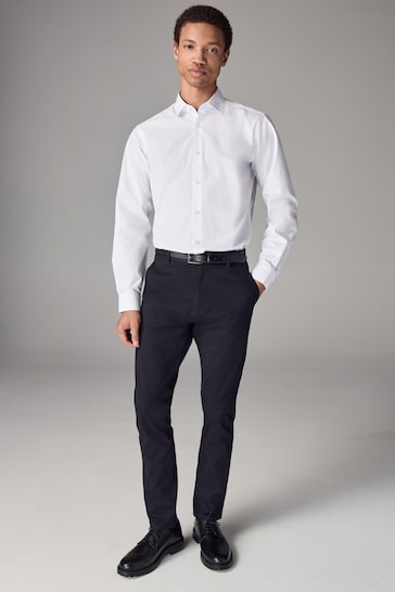 White Slim Fit Easy Care Single Cuff Shirt