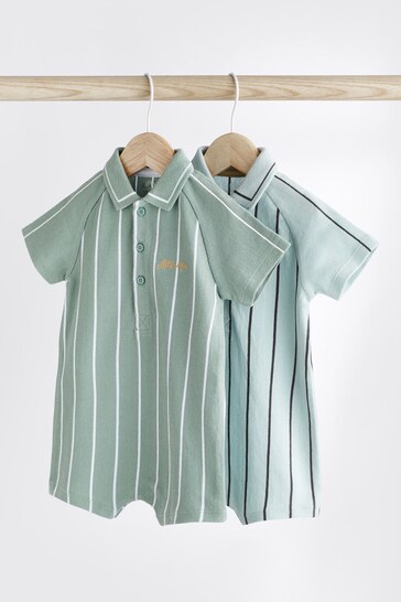 Green Baby Polo Rompers 2 Pack