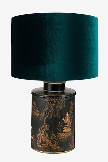 Pacific Landscape Black Hand Painted Metal Table Lamp