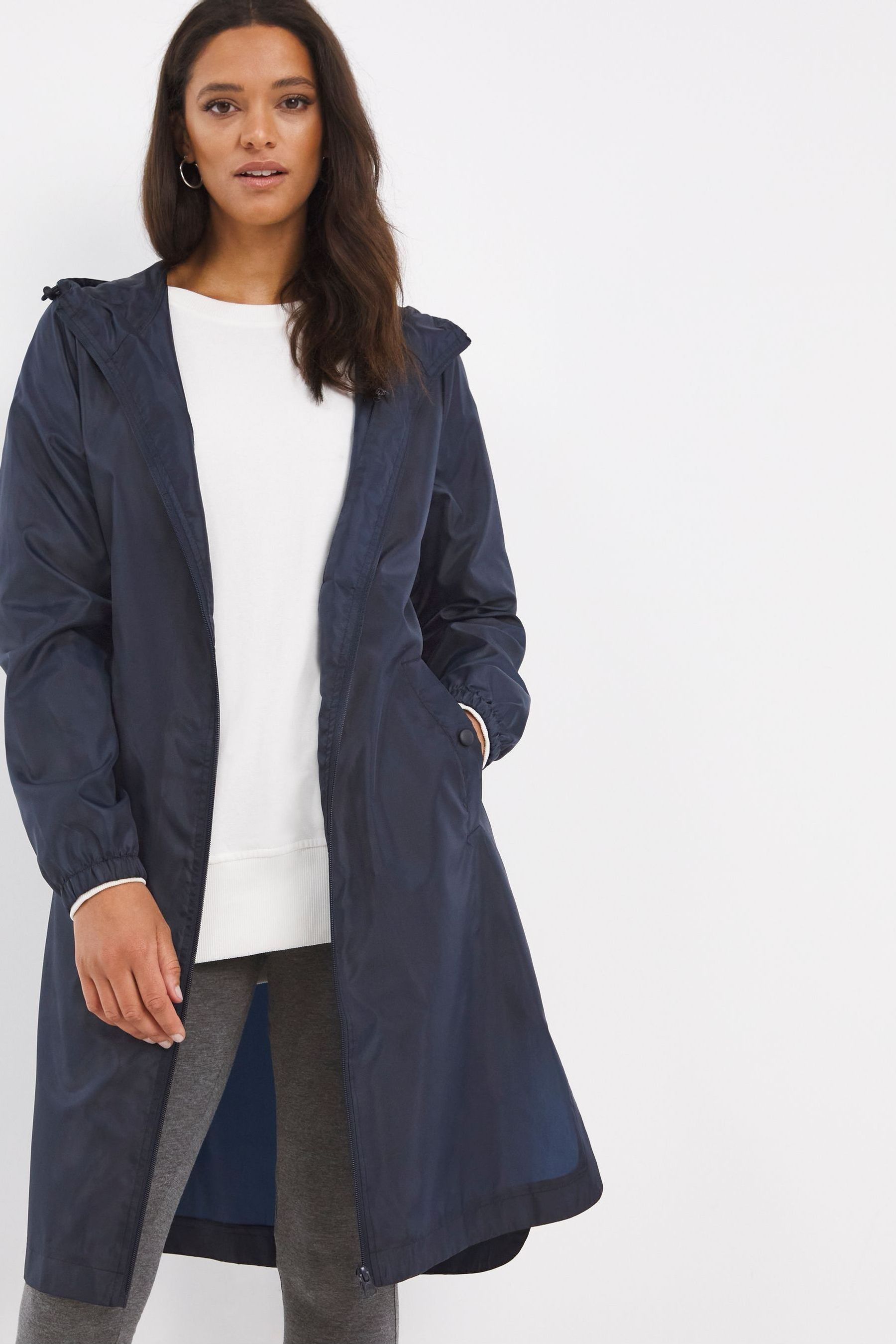 Buy JD Williams Navy Blue Longline Pac A Mac Jacket from the Next