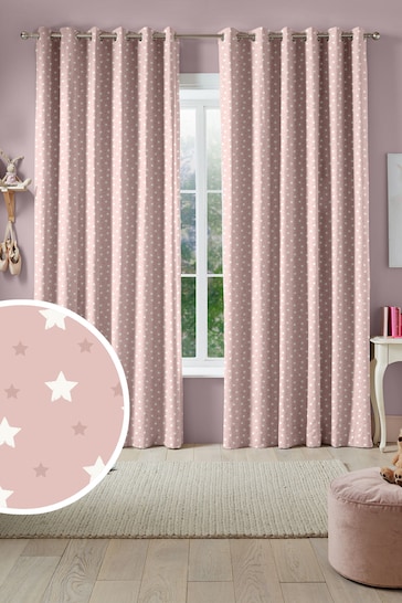 Blush Pink Kids Ditsy Stars Made To Measure Curtains