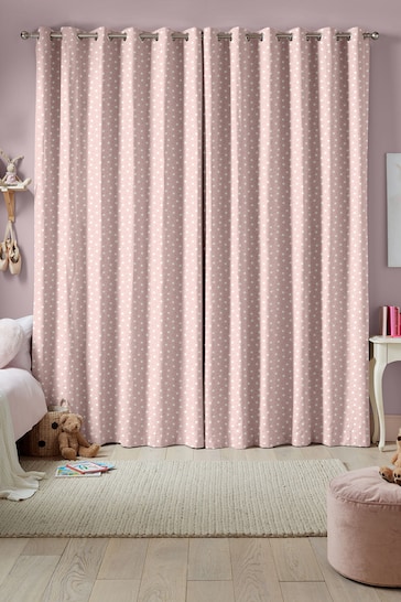 Blush Pink Kids Ditsy Stars Made To Measure Curtains