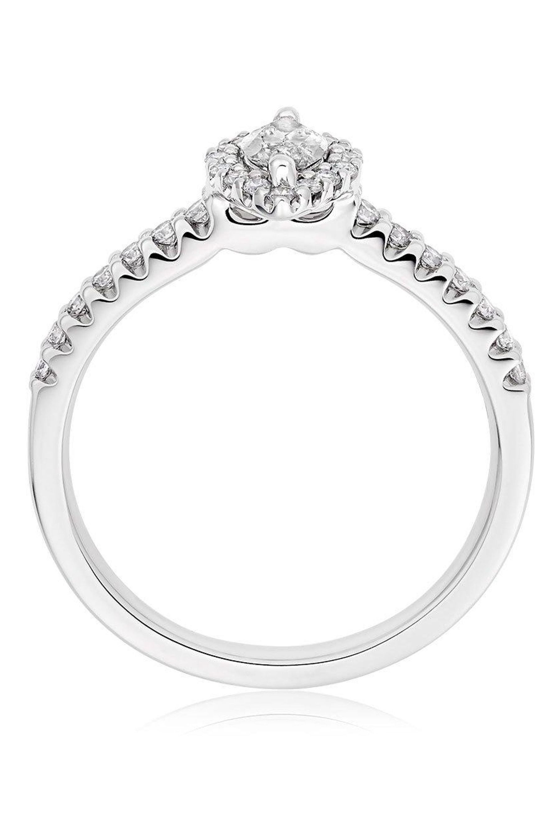 Beaverbrooks 18ct White Gold Marquise Cut Diamond Halo Ring
