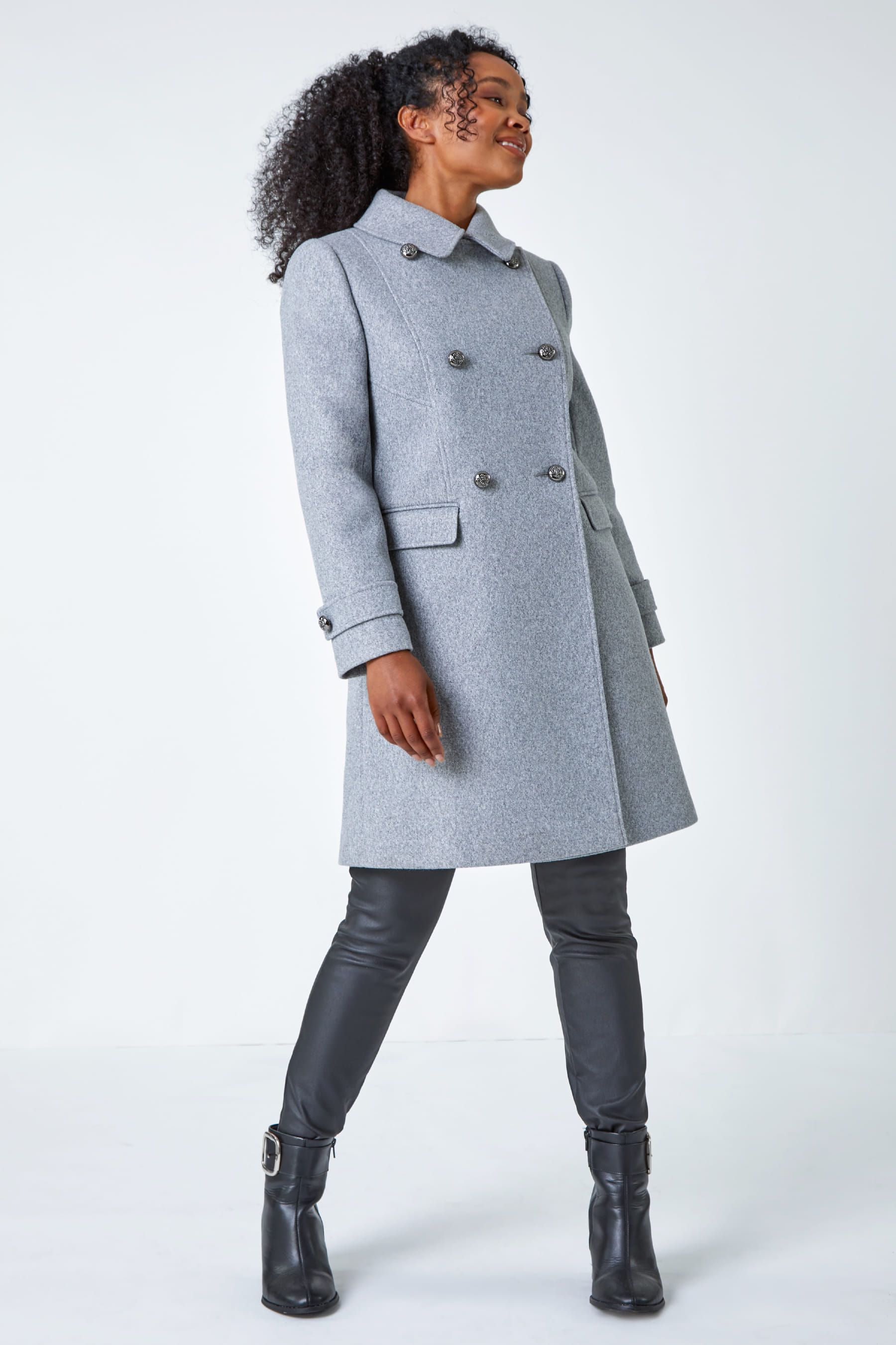 Women's double breasted military coat online