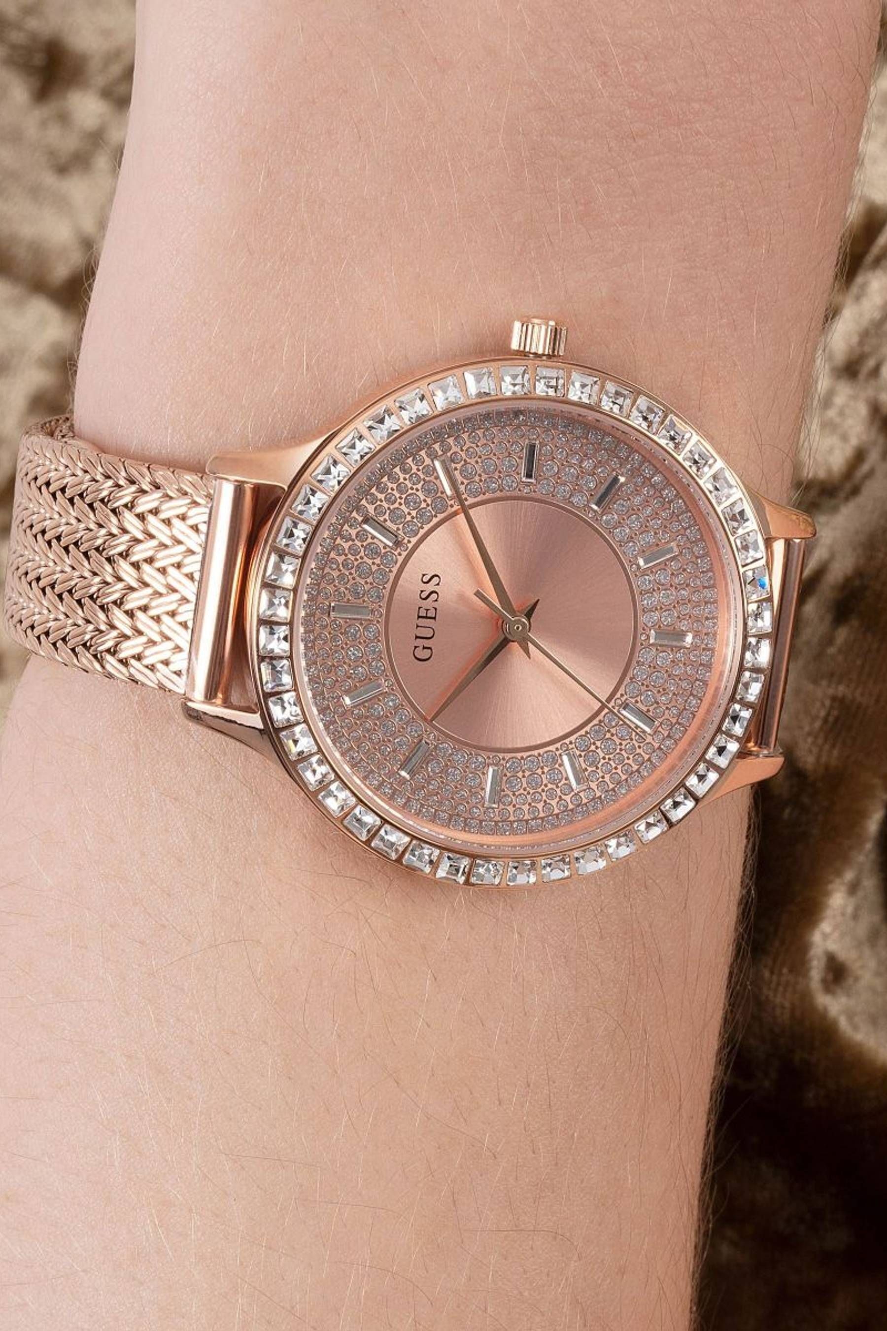 Buy Guess Ladies Rose Gold Tone Soiree Work Life Watch from the
