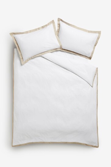 White/Natural Cotton Rich Oxford Duvet Cover and Pillowcase Set