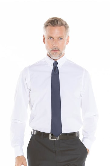 Savile Row Co White Pin Collar Slim Fit Double Cuff Shirt