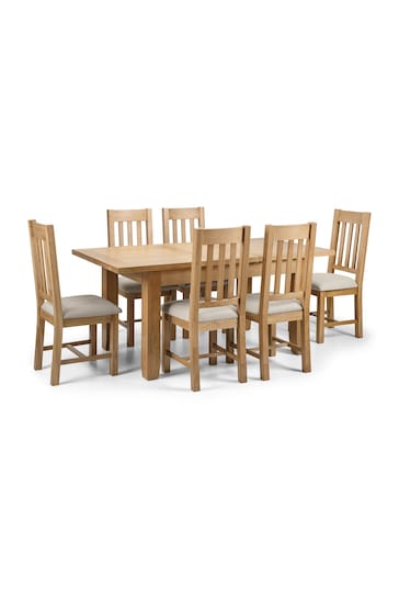 Julian Bowen Brown Astoria Extending 6 Seater Dining Table And Hereford Chairs Set