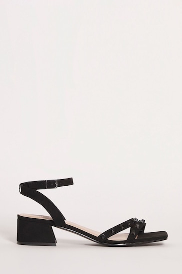 Simply Be Occasion Black Wide Low Bloc Heel Sandals