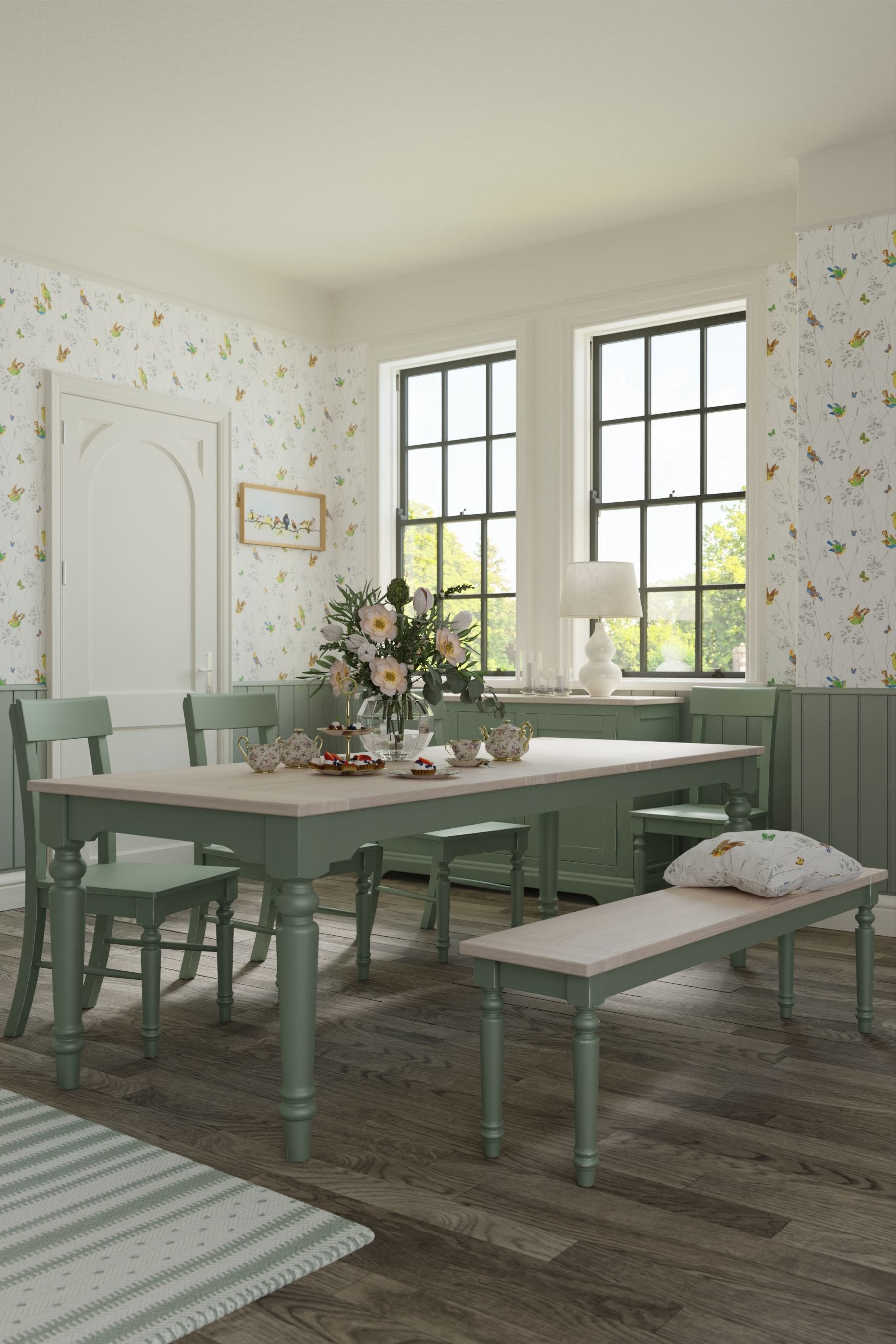 Green shop dining table