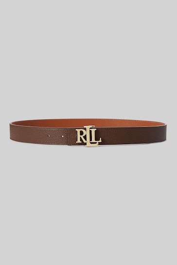 Lauren Ralph Lauren Large Brown Reversible Monogram Belt