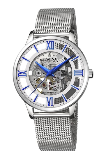 Festina Gents Silver Skeleton Automatic Collection Watch