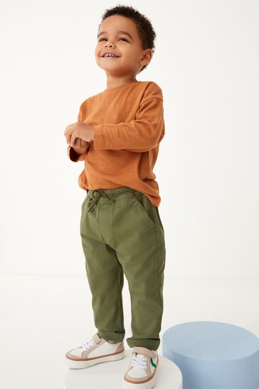 Sage Green Loose Fit Pull-On Chino Trousers (3mths-7yrs)
