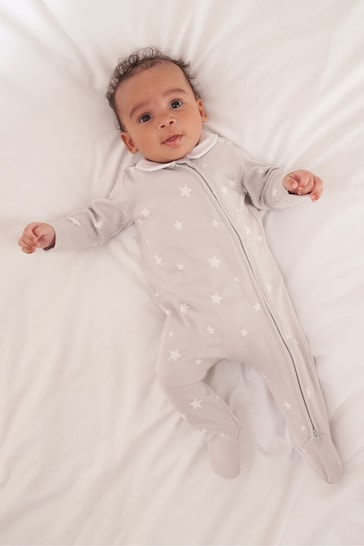 Truly Grey Star Baby Grow Without Collar
