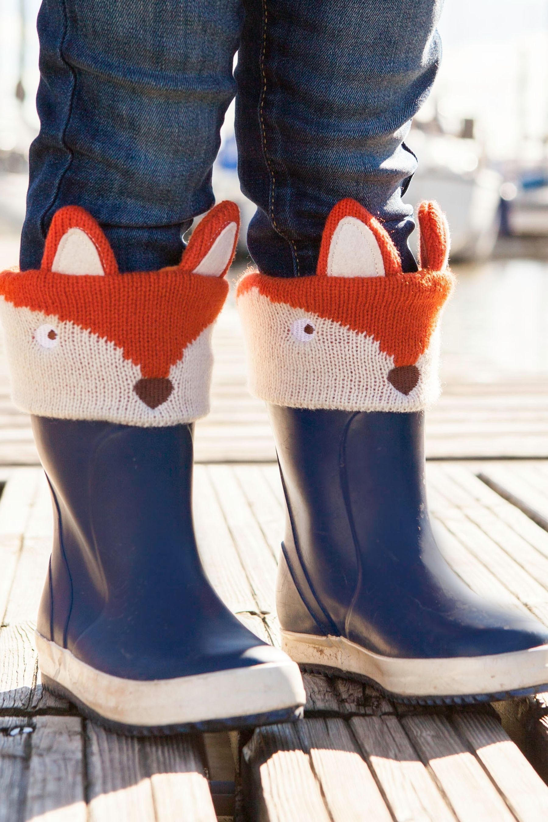 JoJo Maman Bebe Rust Orange Fox Fox Welly Liners