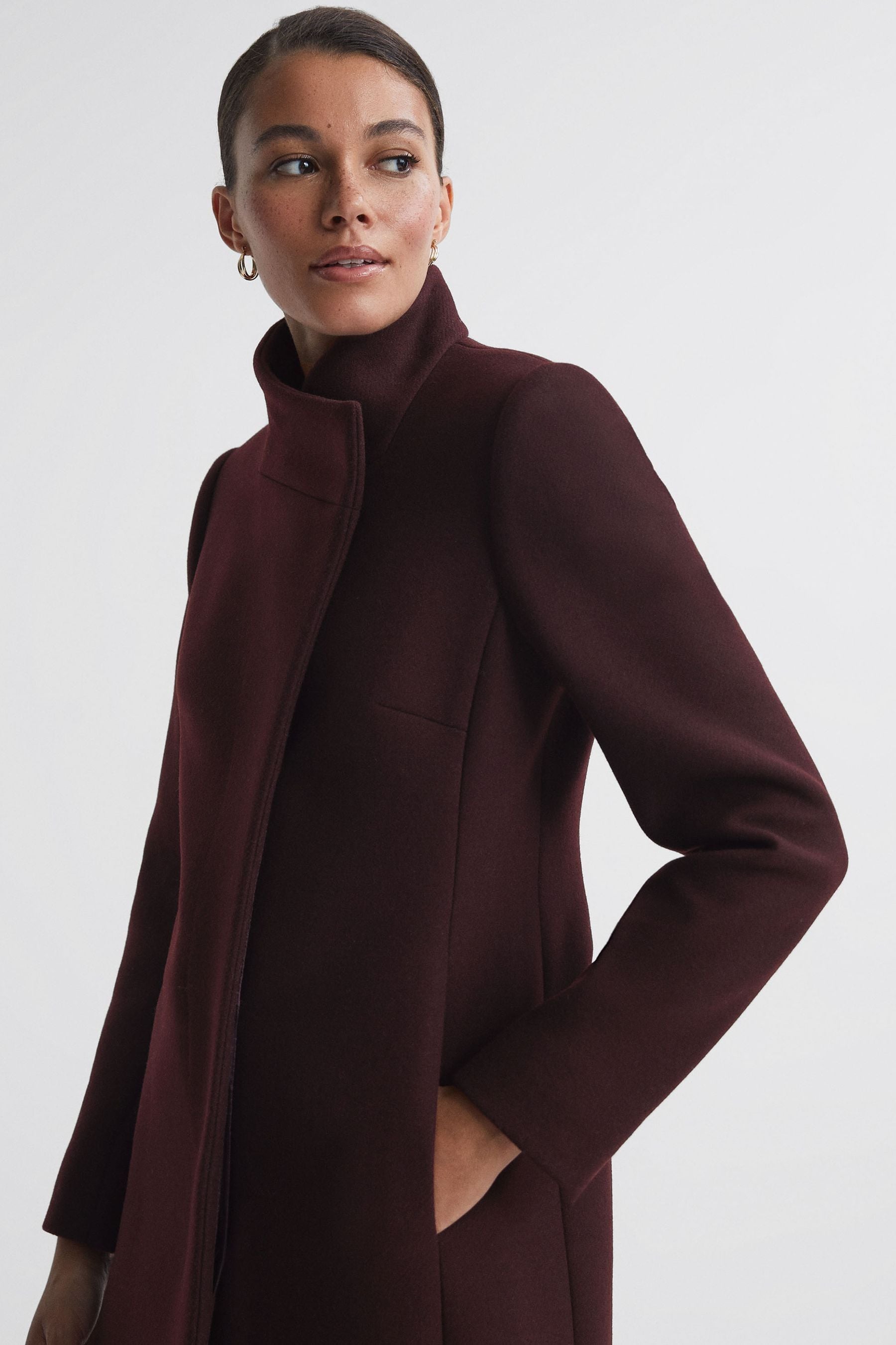Rayay belted high outlet neck wool coat