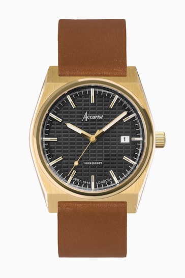 Accurist Origin Mens Brown Leather Strap Analogue Watch
