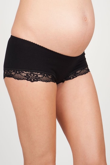 JoJo Maman Bébé Black 3-Pack Lace Trim Maternity Shorts