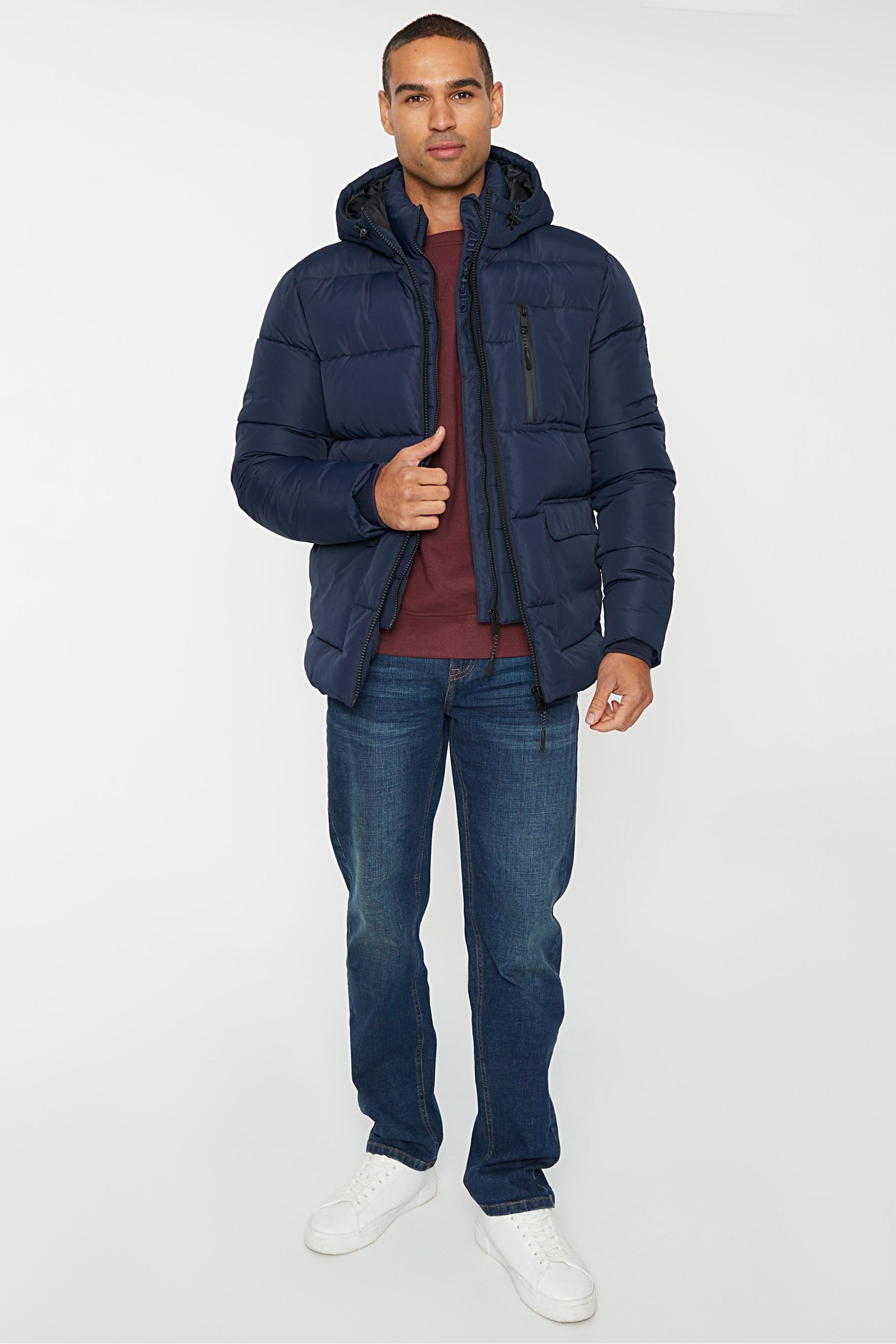 Buy Threadbare Blue Showerproof Double Layer Puffer Jacket from