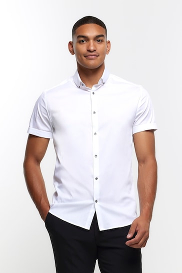 River Island Off white Muscle Fit Shirt