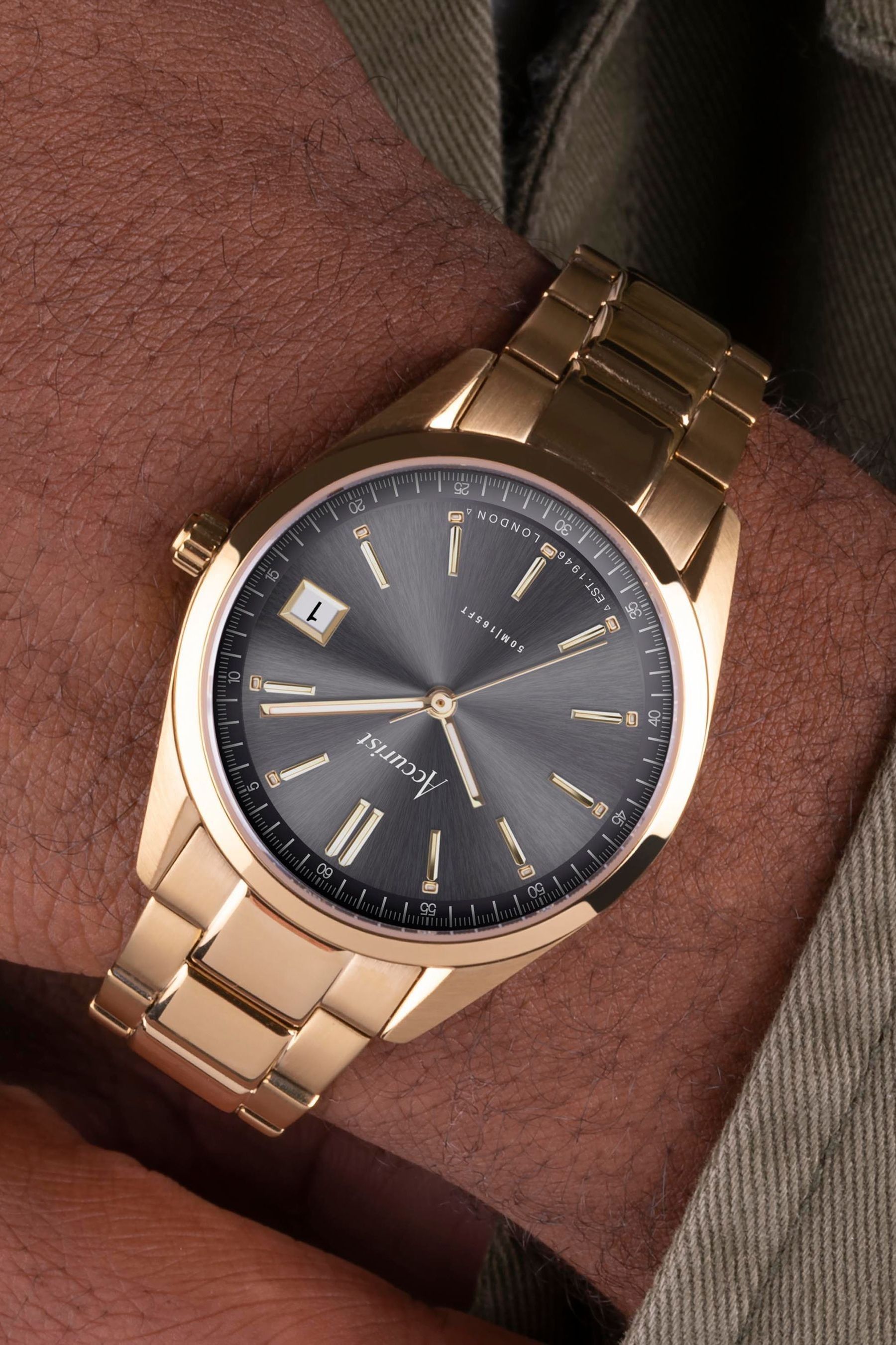 Accurist men's gold plated bracelet watch store