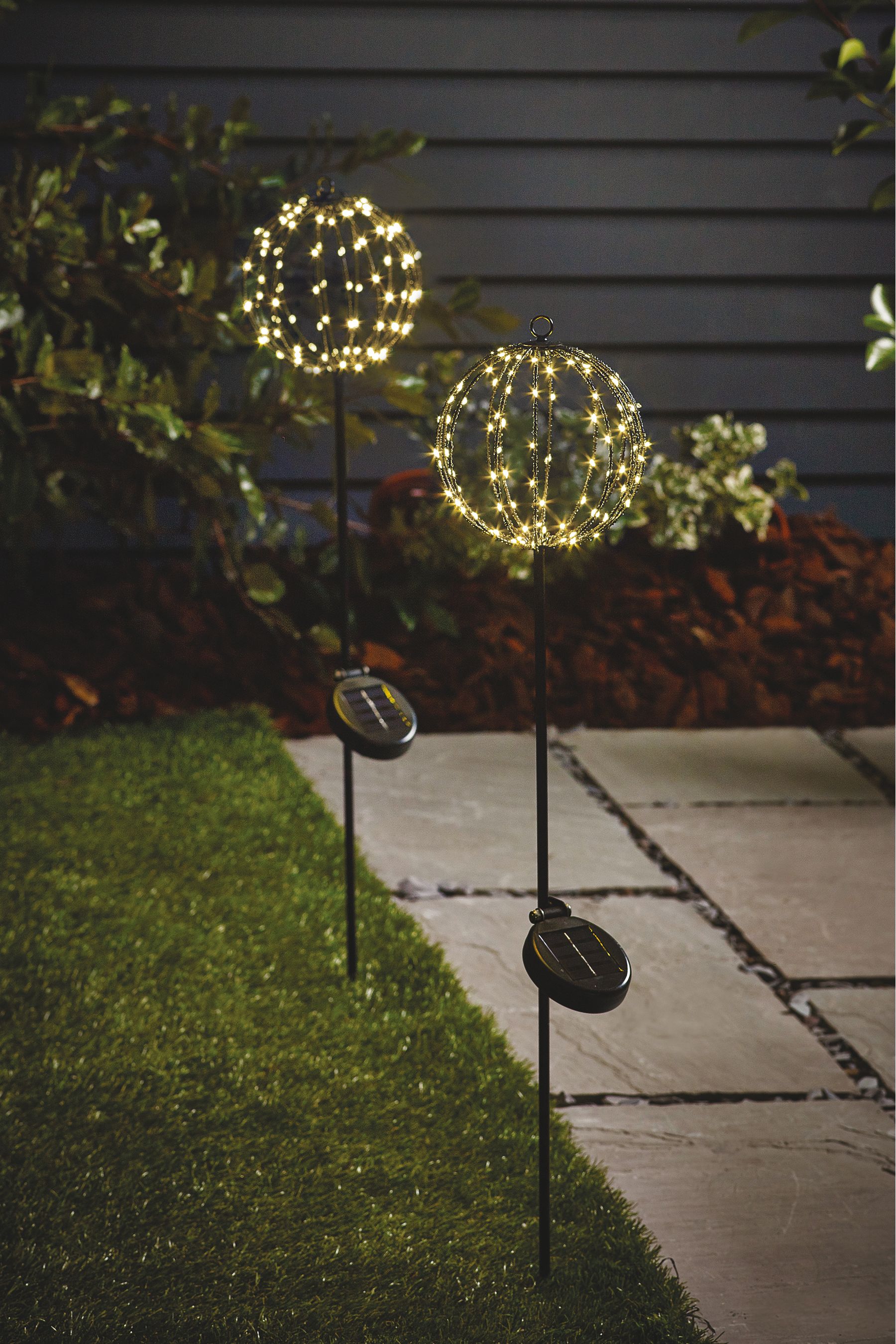 2 Pack Black Sparkle Ball Solar Path Finders Light