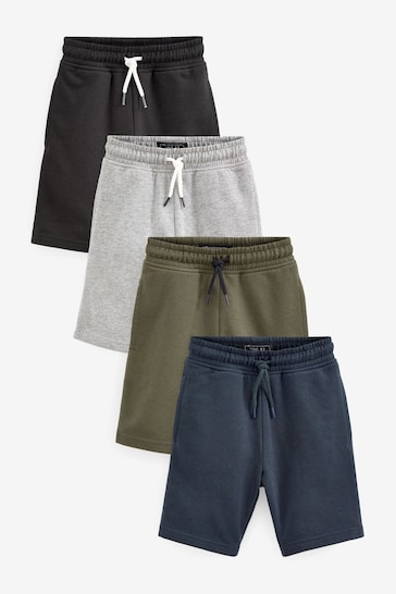 Black/Navy Blue/Khaki Green /Grey 4 Pack Basic Jersey Shorts (3-16yrs)