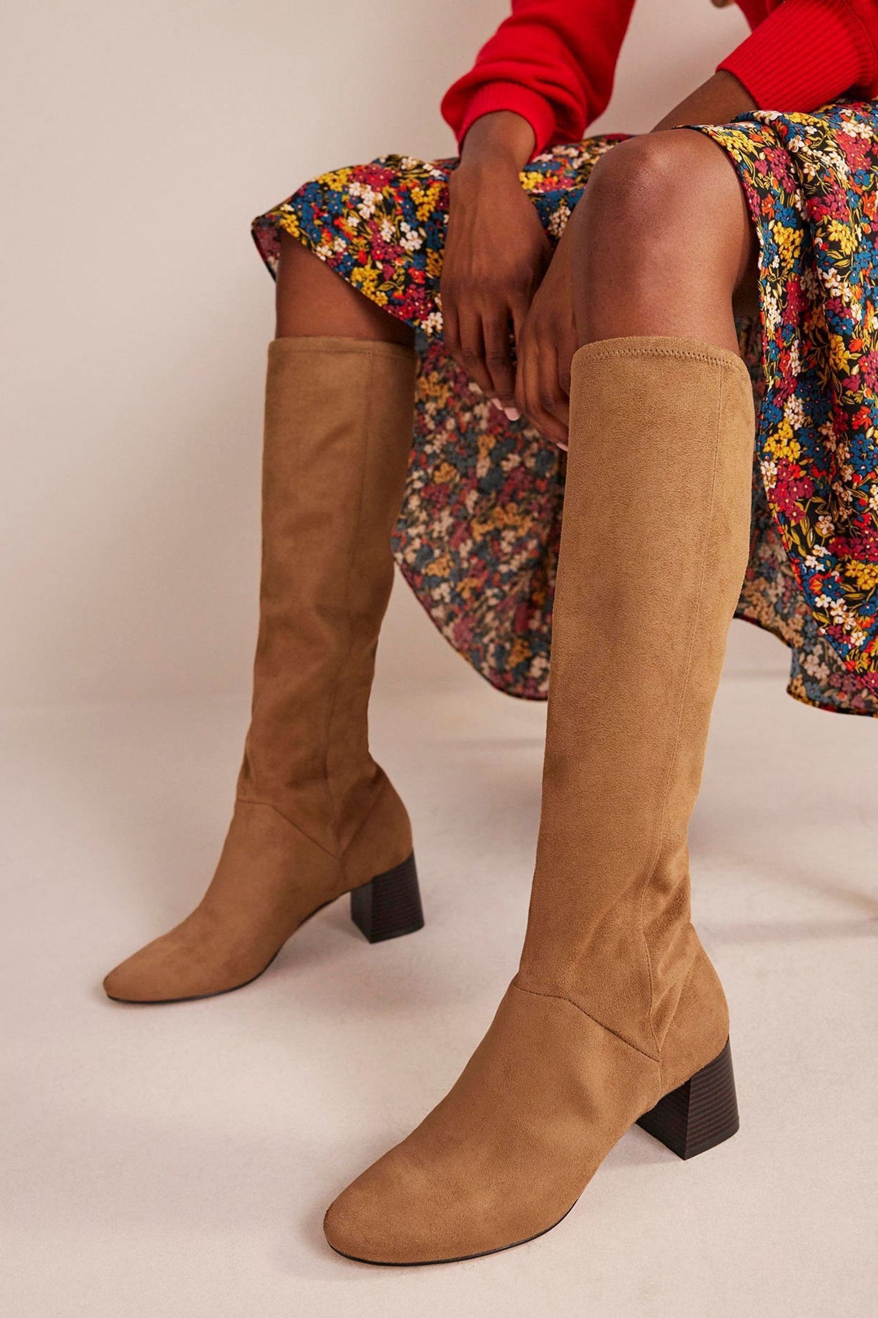 Light brown suede shop knee high boots