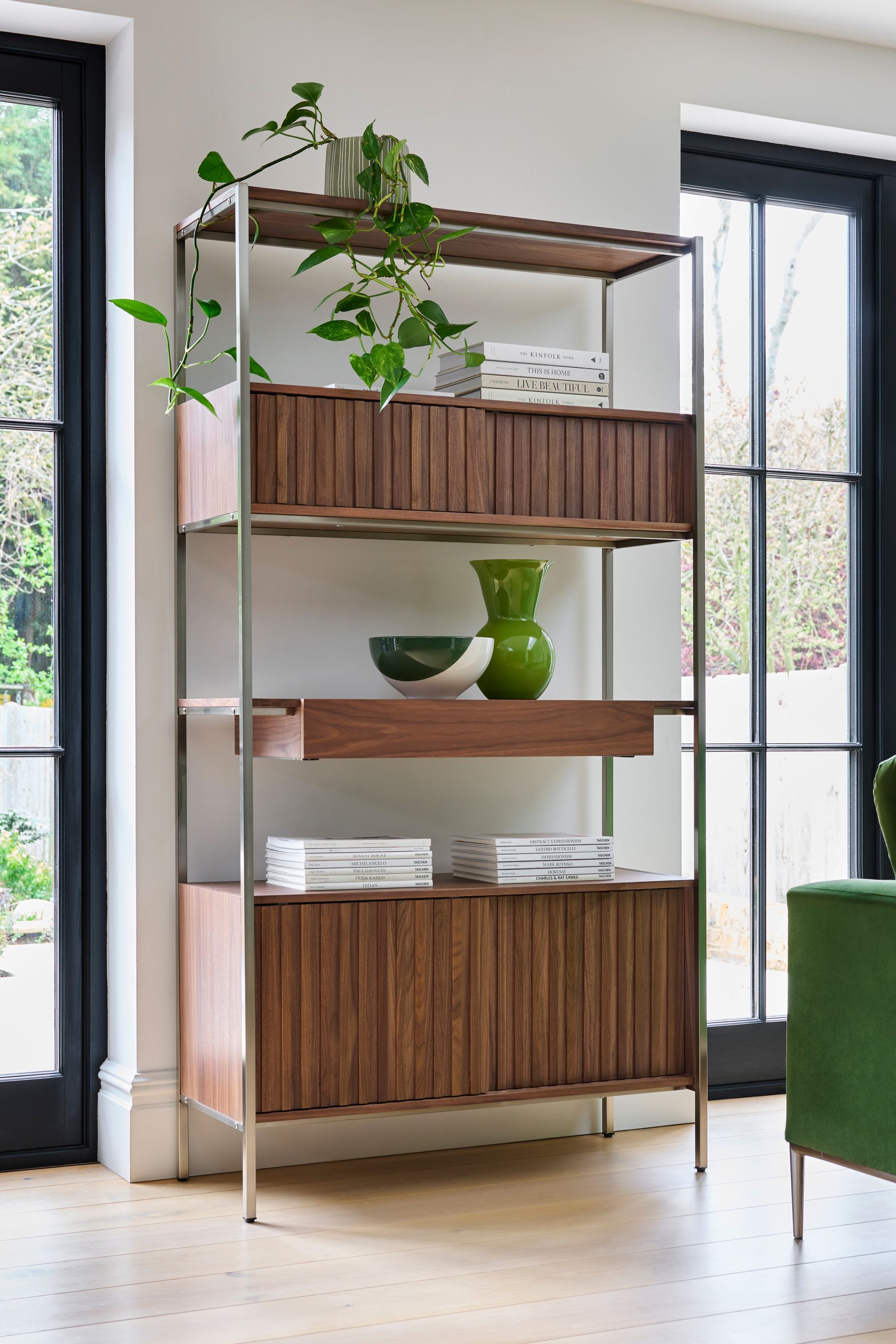 Walnut shelving hot sale unit