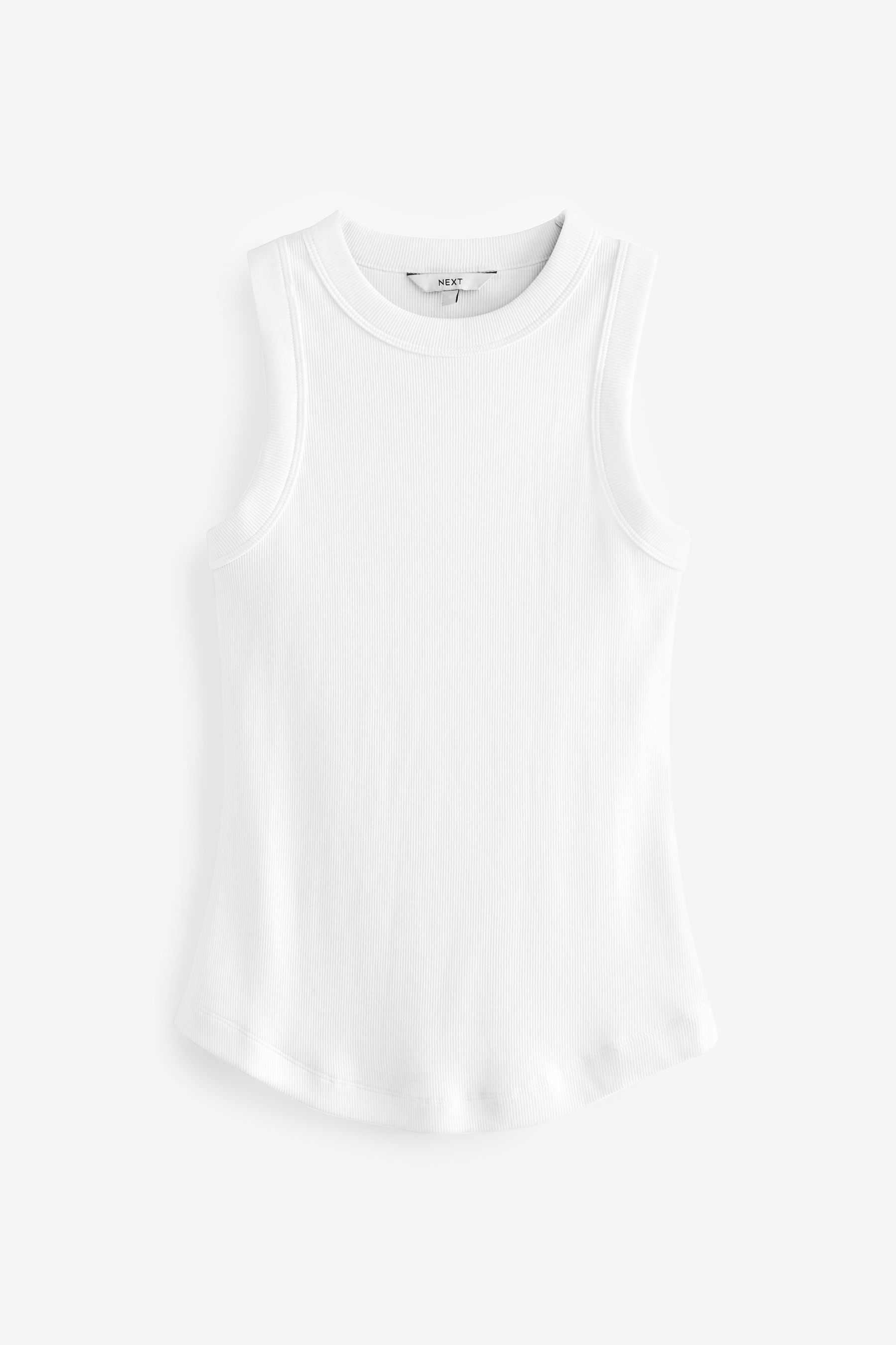 Buy White Ribbed Racer Tank Vest Sleeveless Top from the Next UK